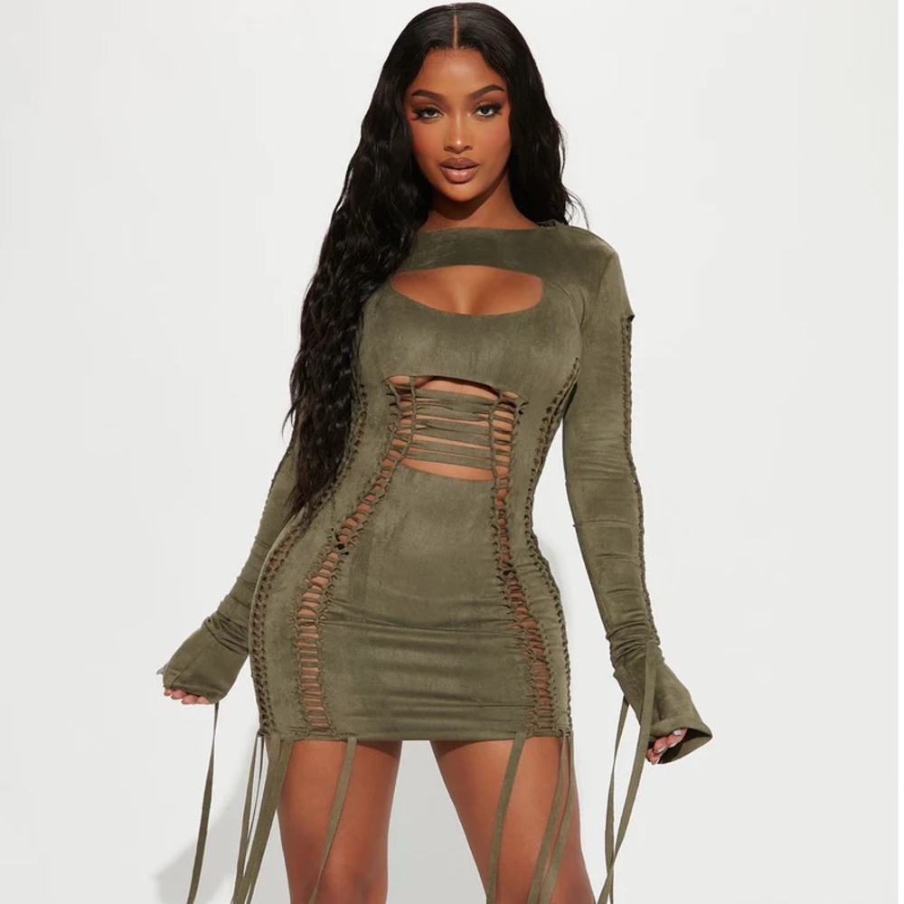 Fashion nova olive green yovanna dress